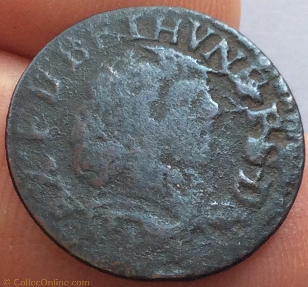 Double tournois Maximilien III de Béthune 1642 H type 5 monnaie france feodale double tournois maximilien iii de bethune 1642 h type 5