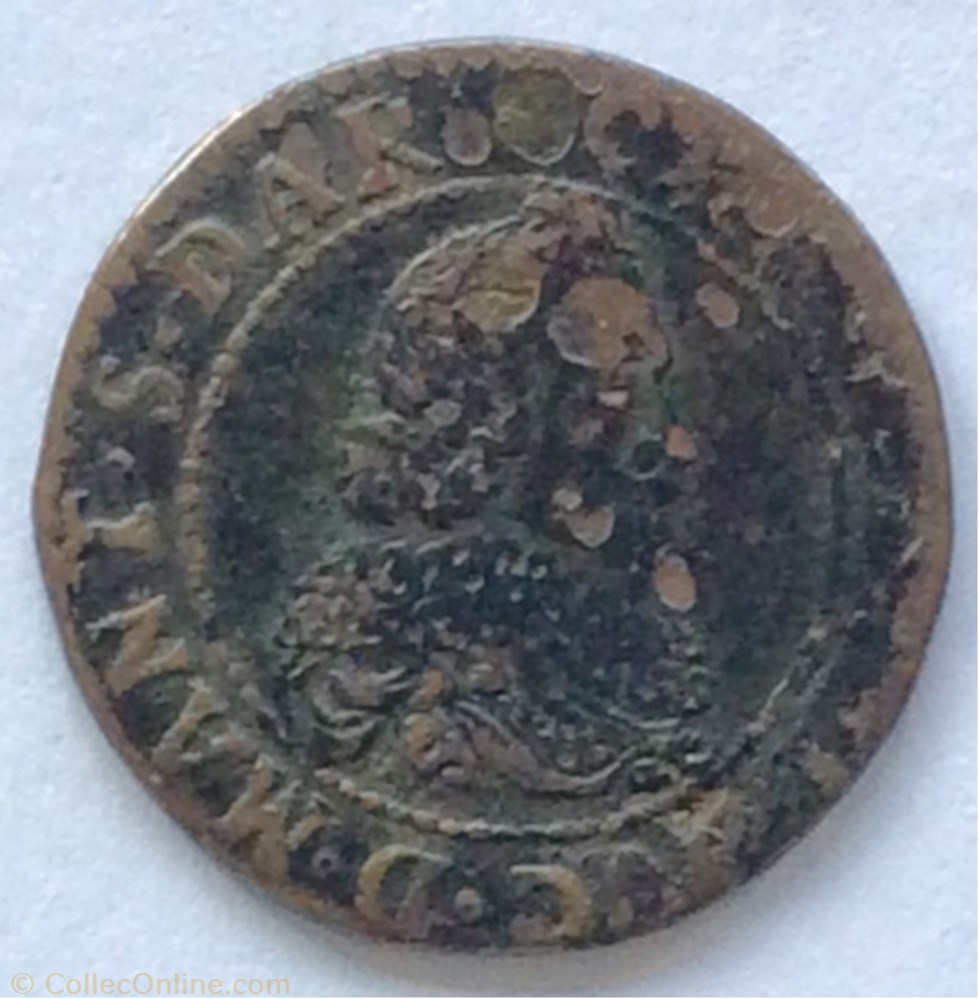 Double tournois Charles 1er 1634 2 fleurs de lis et un alérion monnaies europe medievale france feodales double tournois charles 1er 1634 2 fleurs de lis et un alerion