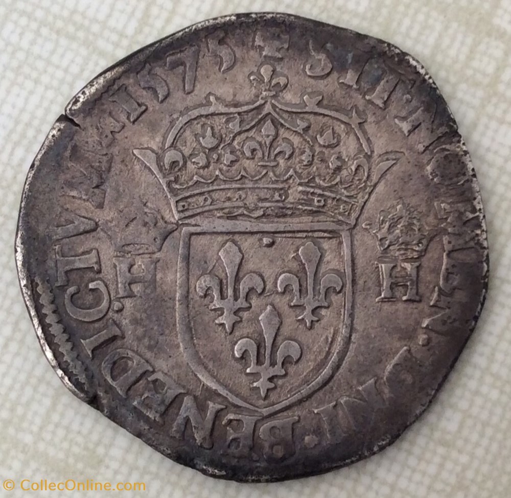 monnaies europe medievale france royales teston au col fraise henri iii 1575 paris variete polo