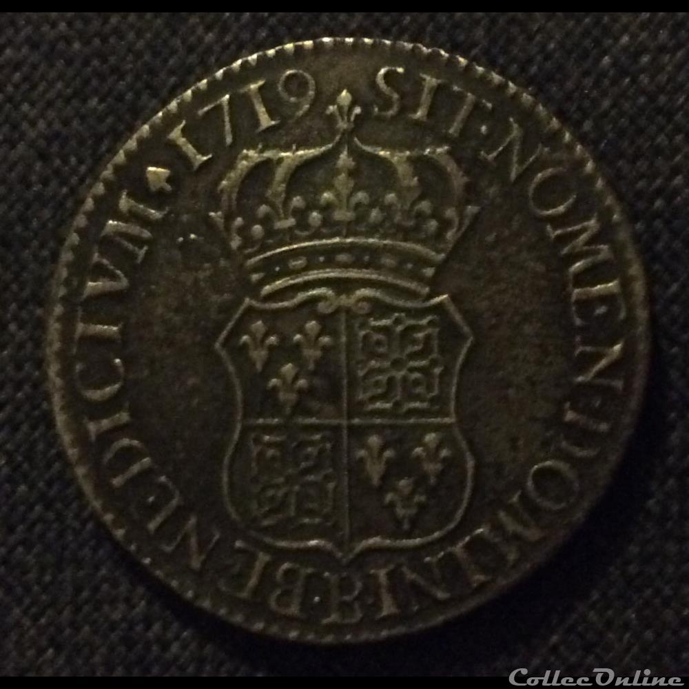 Écu de Navarre Louis XV « 1719 B Rouen monnaie france royale ecu de navarre louis xv 1719 b rouen