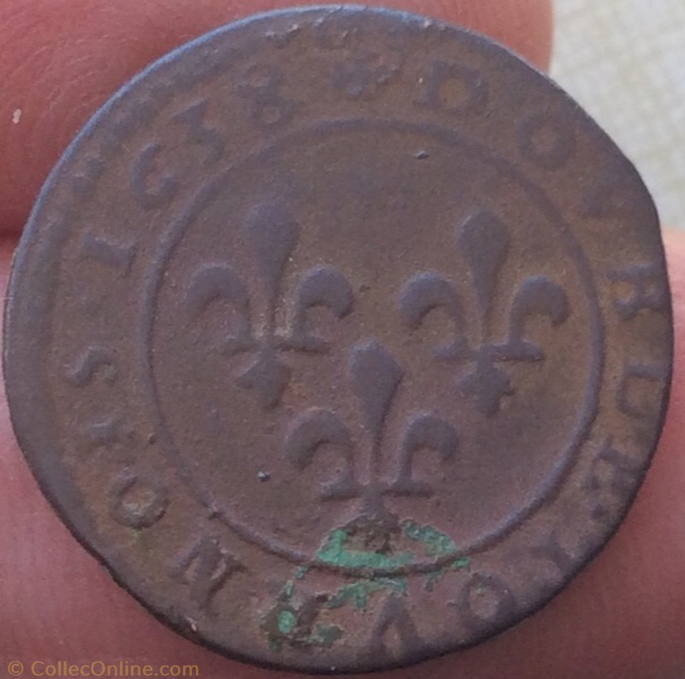 monnaie france royale double tournois louis xiii 1638 axe loire rhone