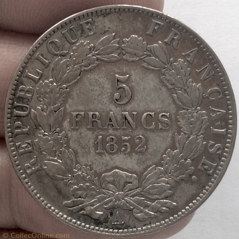 5 francs Louis Napoléon Bonaparte 1852 A Paris monnaie france moderne 5 francs louis napoleon bonaparte 1852 a paris
