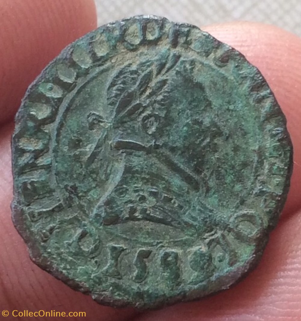 Double tournois Henri III 1589 D Lyon monnaies europe medievale a france royales double tournois henri iii 1589 d lyon