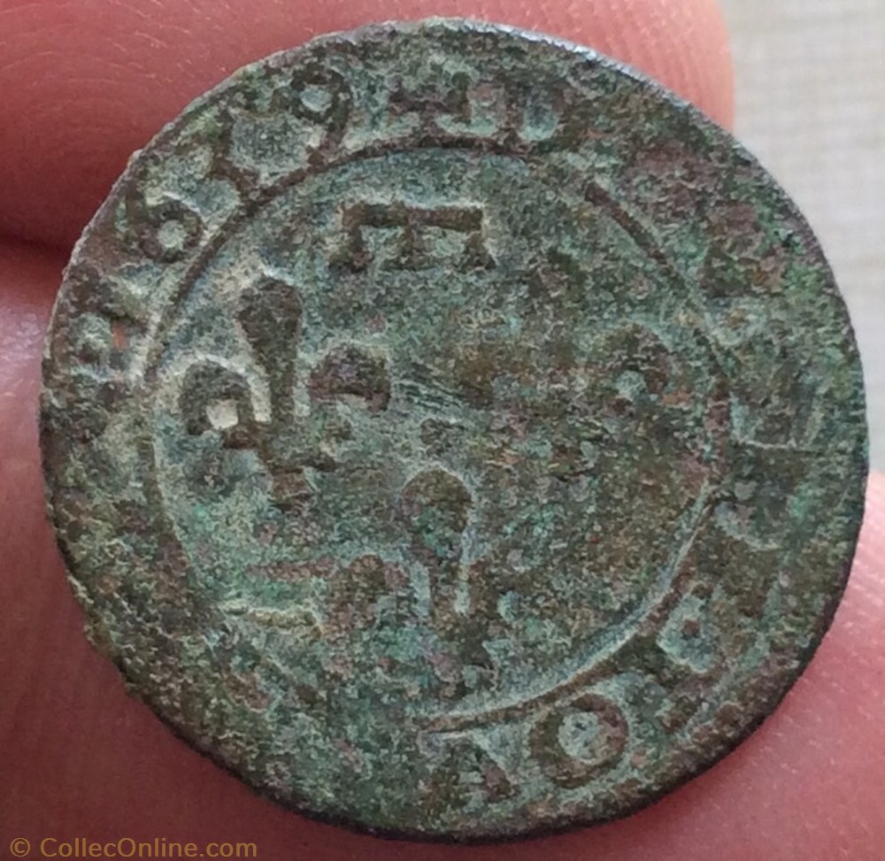 Double tournois Gaston d’Orléans 1639 type 11 monnaie france feodale double tournois gaston d orleans 1639 type 11