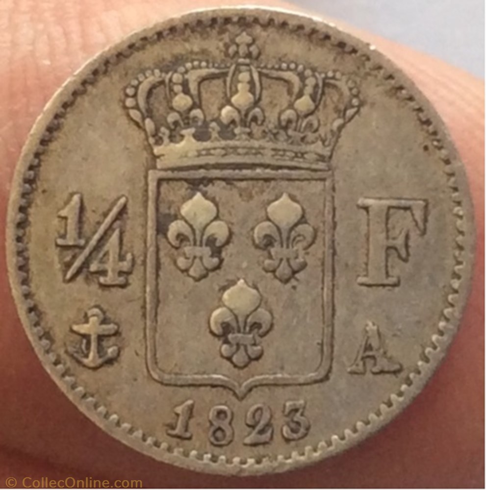 1/4 franc Louis XVIII 1823 A Paris monnaie france moderne 1 4 franc louis xviii 1823 a paris