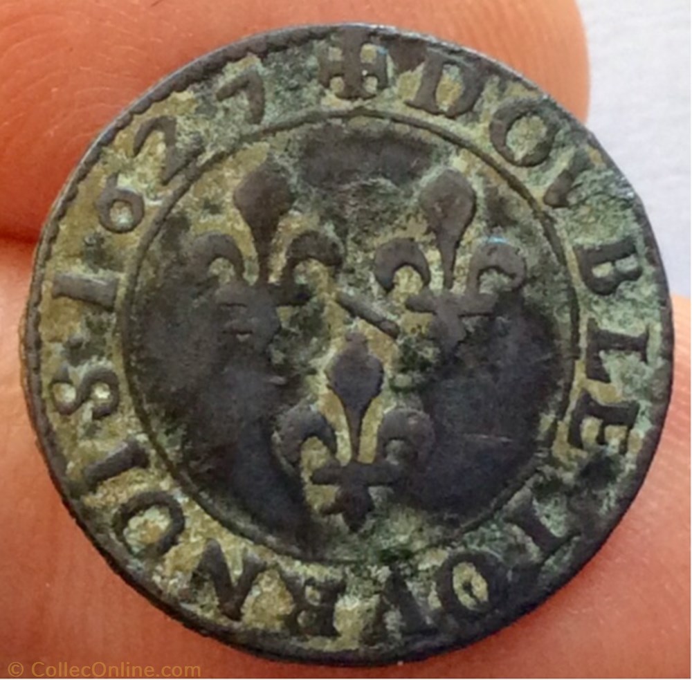 monnaie france feodale double tournois 1627 marie de bourbon montpensier