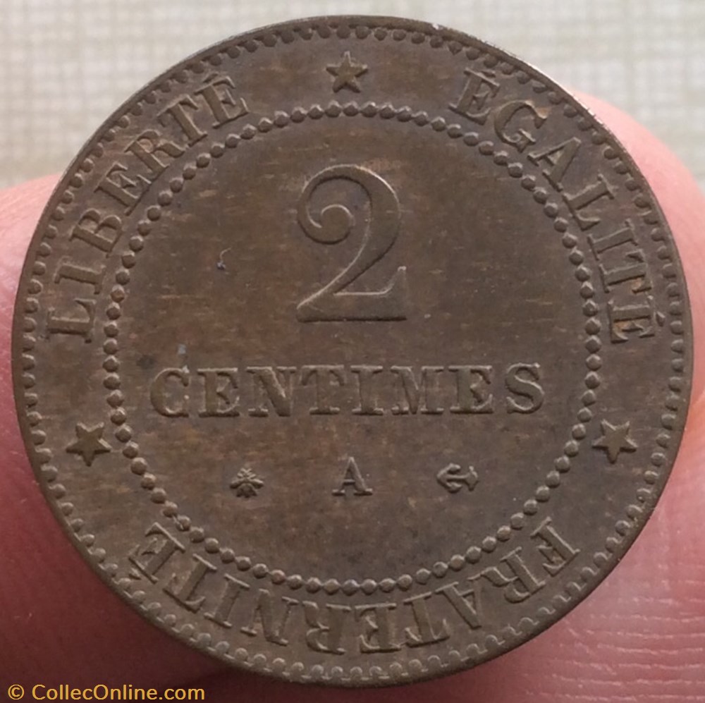 2 centimes Cérès 1879 A Paris monnaie france moderne 2 centimes ceres 1879 a paris