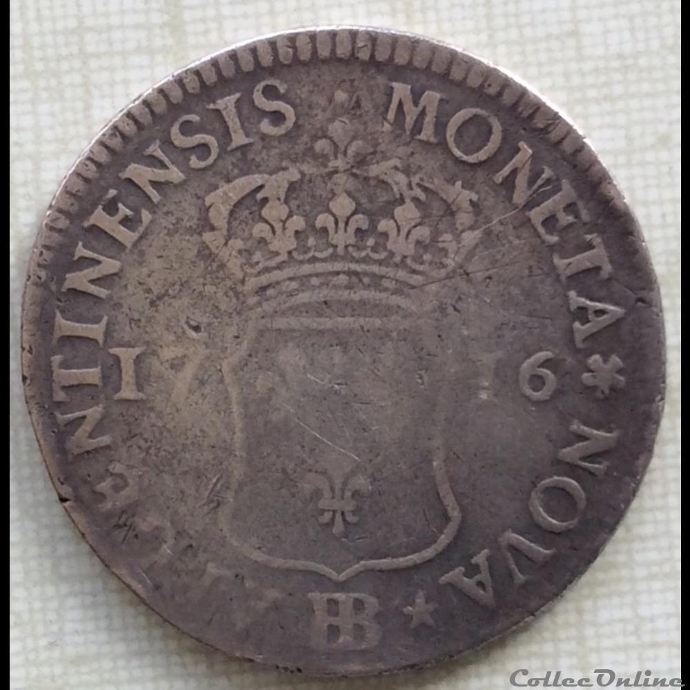 monnaie france royale quarante sols de strasbourg louis xv 1716 bb