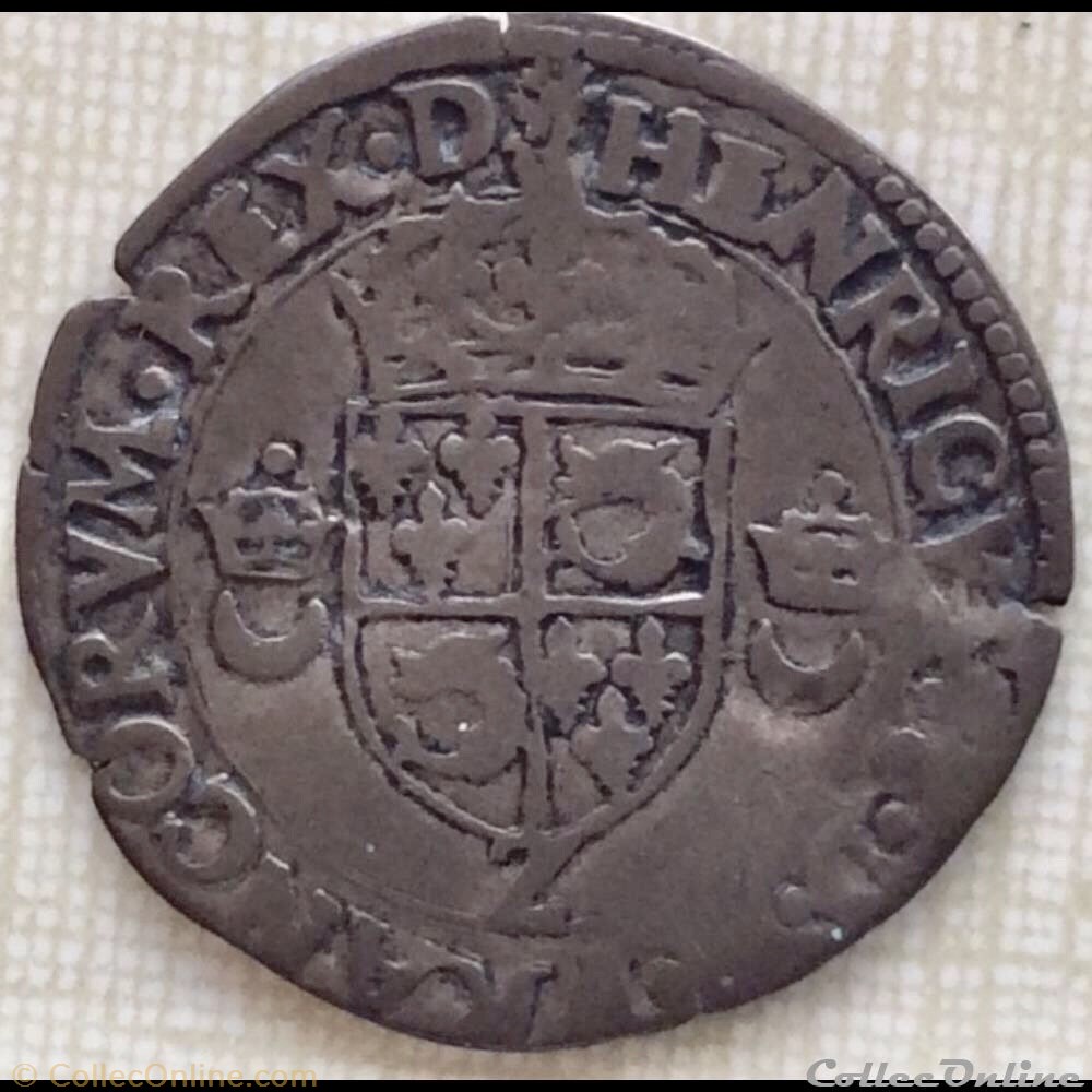 monnaie france royale douzain aux croissants du dauphine henri ii 1557 z grenoble
