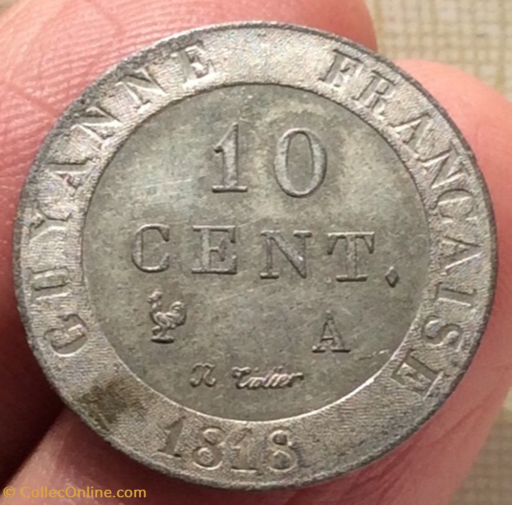 10 Cent. de Guyane 1818 A monnaies france colonies 10 cent de guyane 1818 a