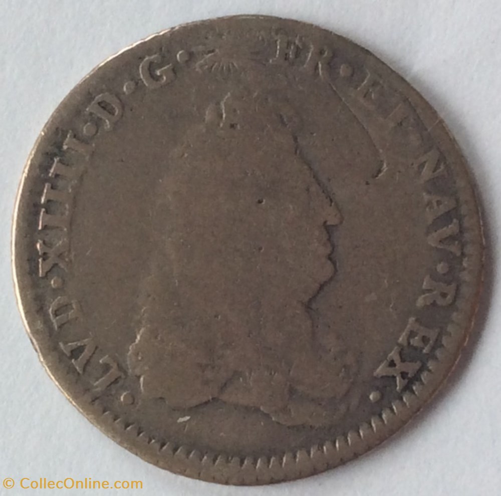 Huitième d’écu de Flandre Louis XIV 1686 L couronné Lille monnaies europe medievale france royales huitieme d ecu de flandre louis xiv 1686 l couronne lille