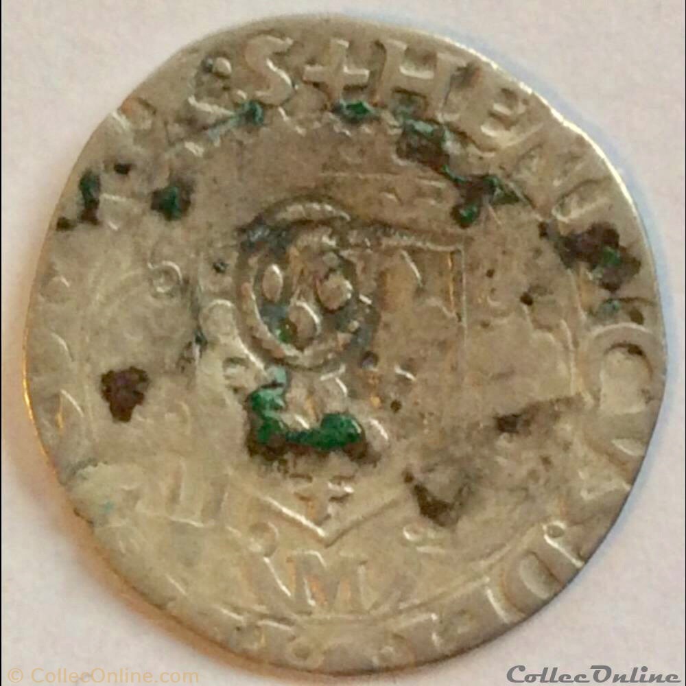 Douzain à la Croix pleine Henri 2 non daté M Toulouse contremarqué monnaies europe medievale france royales douzain a la croix pleine henri 2 non date m toulouse contremarque