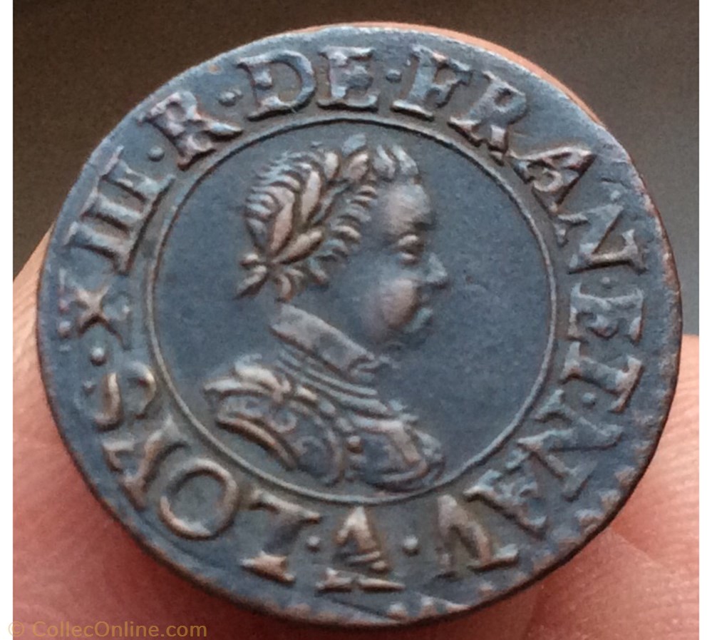 monnaie france royale denier tournois louis xiii 1615 a paris