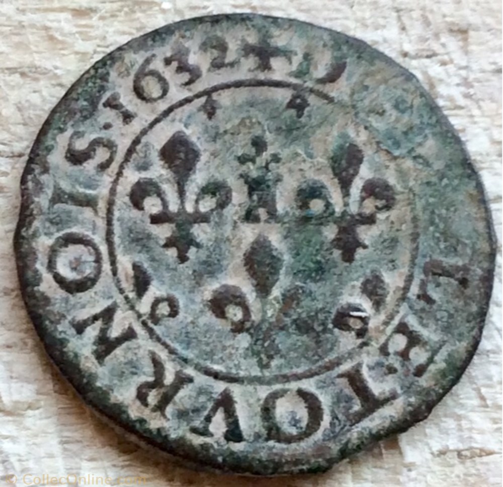 Double tournois Frédéric Maurice de la tour 1632 monnaie france feodale double tournois frederic maurice de la tour 1632