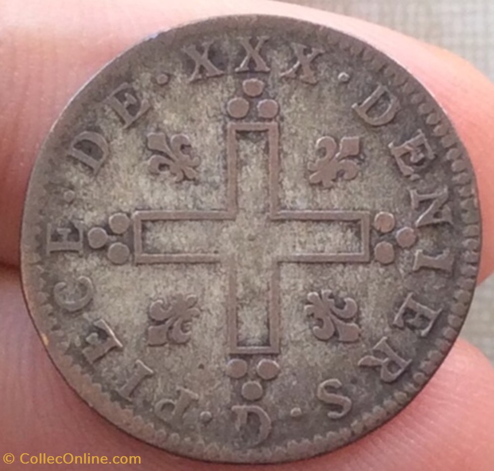 Pièce de XXX deniers Louis XIV 1710 D Lyon - Coins - European Medieval