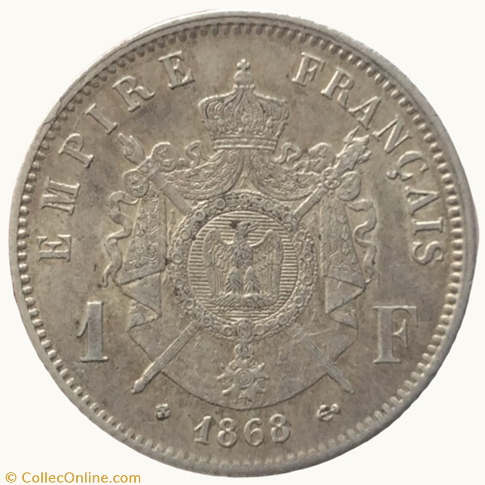 1 franc Napoléon III 1868 BB STRASBOURG tête laurée monnaie france moderne 1 franc napoleon iii 1868 bb strasbourg tete lauree
