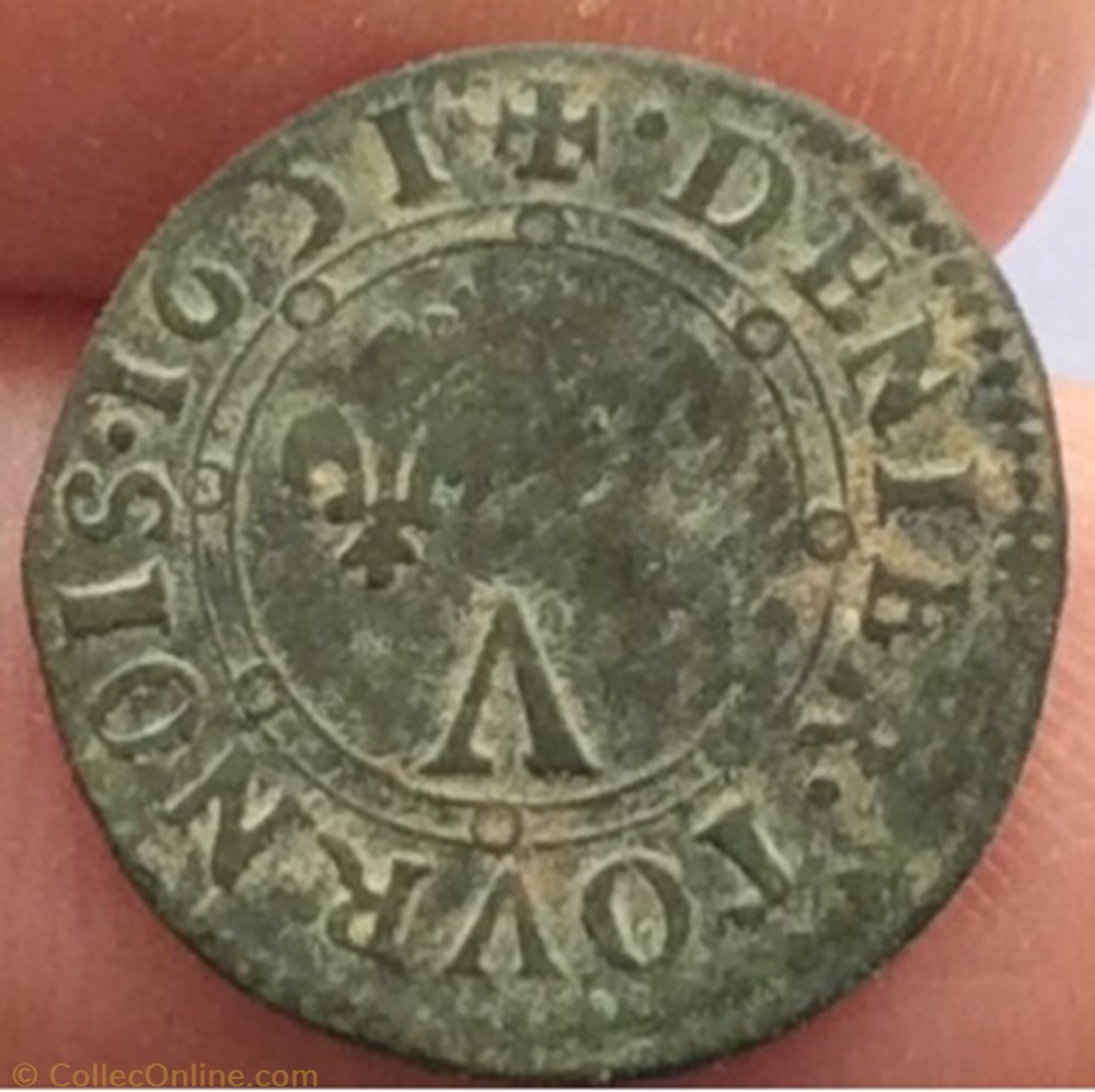 Denier tournois Charles II de Gonzague 1651 monnaie france feodale denier tournois charles ii de gonzague 1651