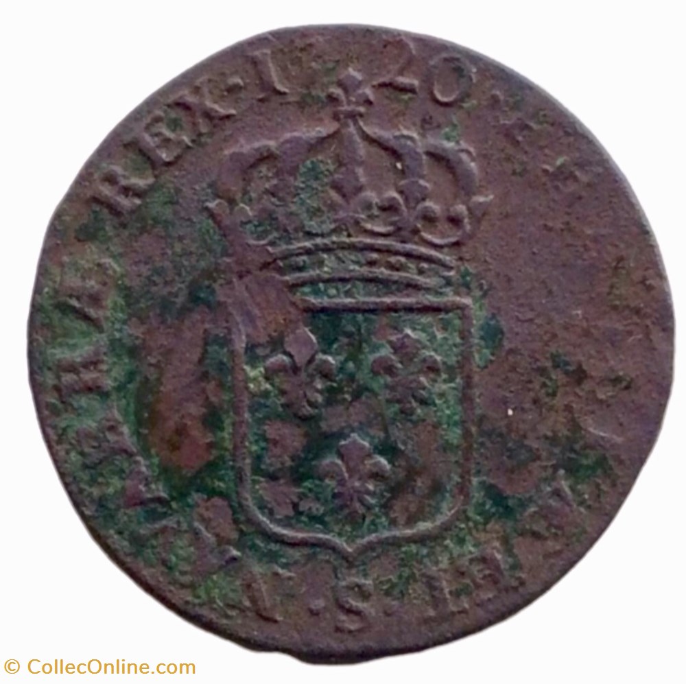 Sol au buste enfantin Louis XV 1720 S Reims monnaie france royale sol au buste enfantin louis xv 1720 s reims