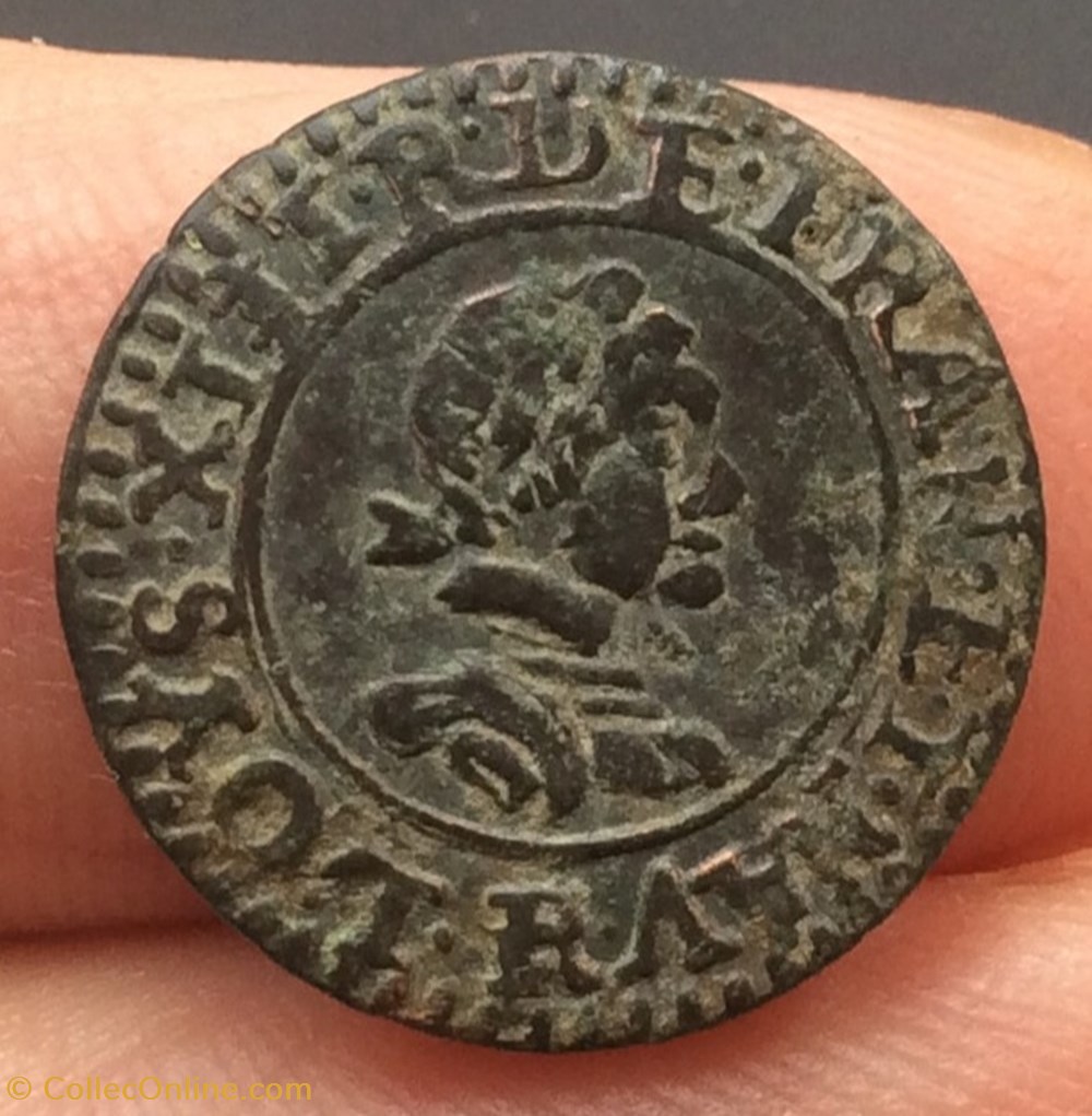monnaies europe medievale a france royales denier tournois louis xiii 16z1 r villeneuve