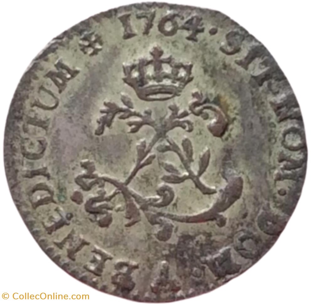 Double sol en billon Louis XV 1764 A Paris monnaie france royale double sol en billon louis xv 1764 a paris