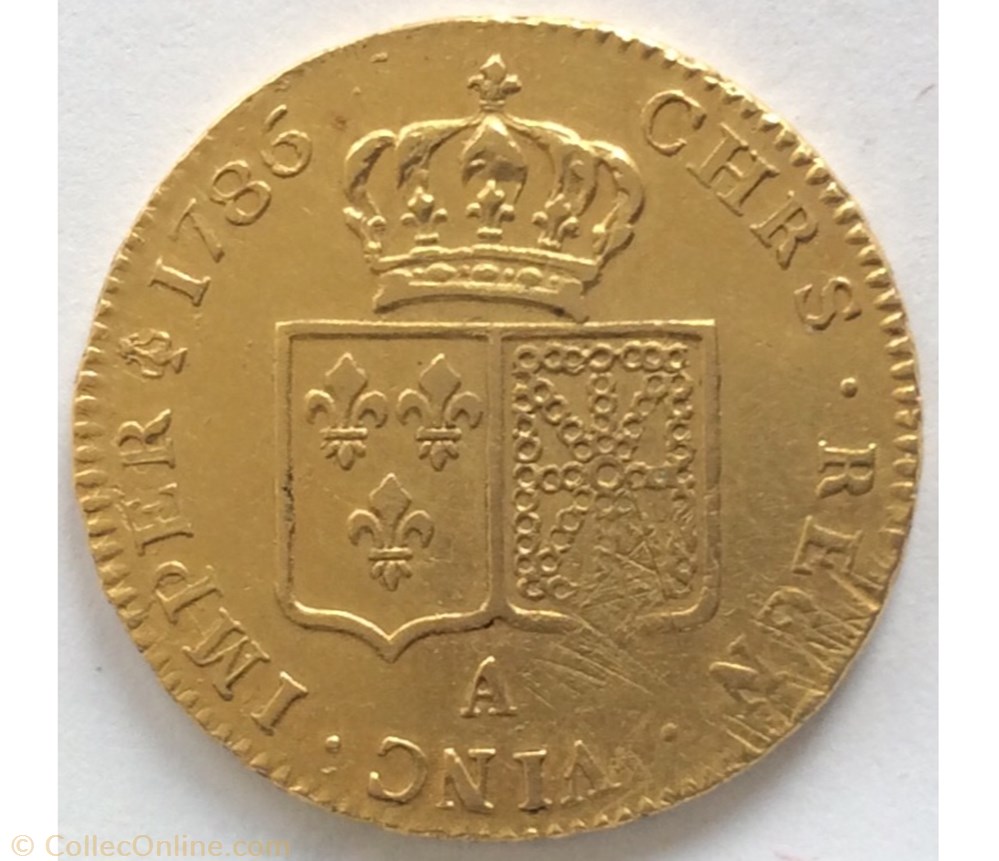 Double Louis d’or Louis XVI 1786 A Paris monnaie france royale double louis d or louis xvi 1786 a paris