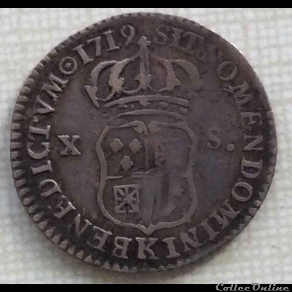 Douzième d’écu ou x-s de France Navarre Louis XV 1719 K Bordeaux monnaie royale douzieme d ecu ou x s de france navarre louis xv 1719 k bordeaux