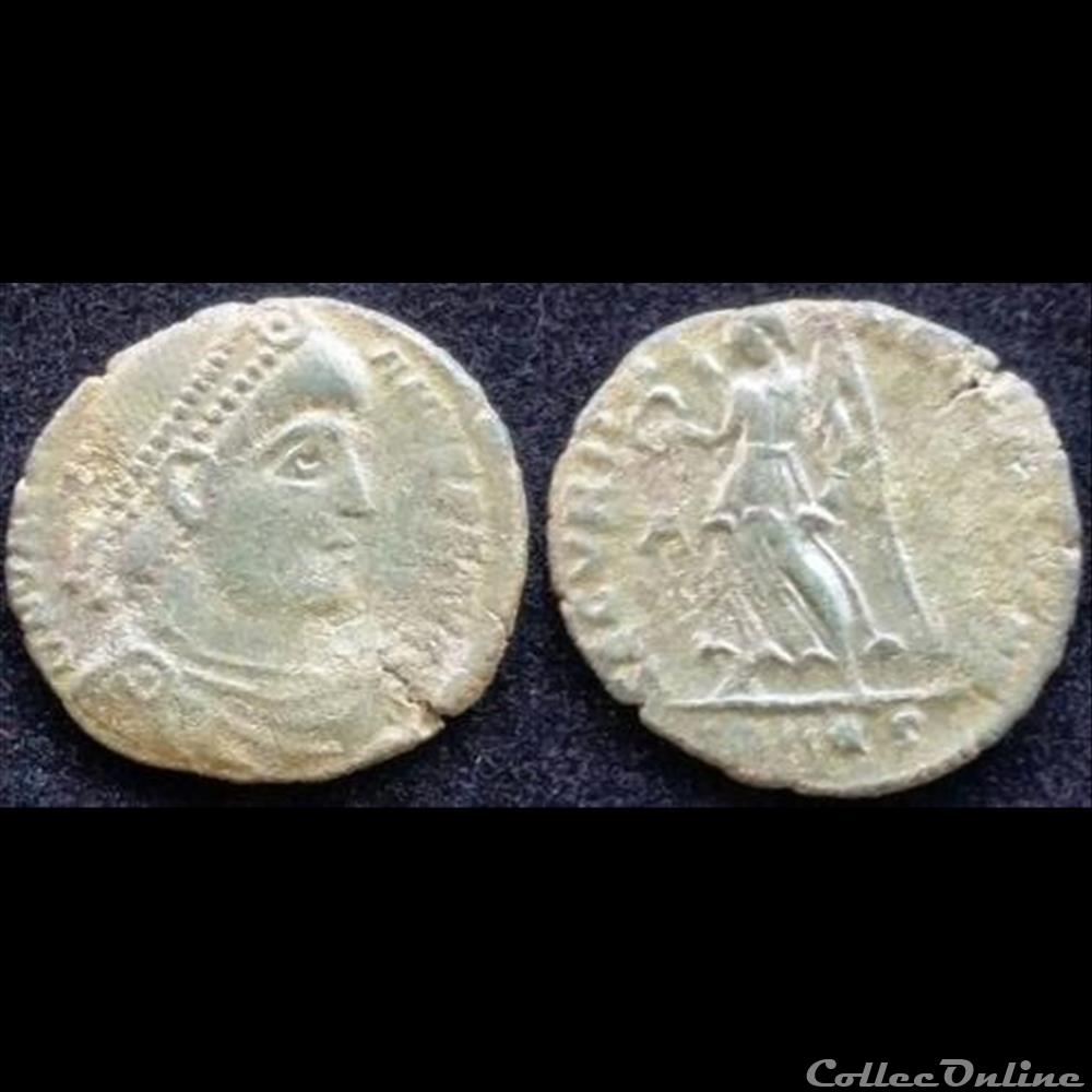 SMAQS - A dans le champ à gauche - Nummus monnaie antique romaine smaqs a dans le champ a gauche nummus