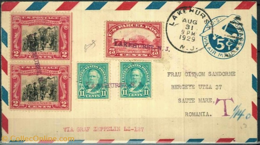 1. Zeppelin Letter. New York. First world flight of Graf Zeppelin, Lakehurst, August 31, 1929 II postcards 1 zeppelin letter new york first world flight of graf zeppelin lakehurst august 31 1929 ii