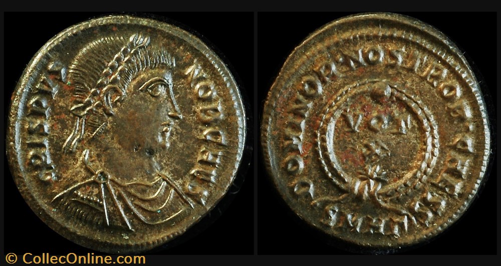 coins ancient to roman republican imperial rcv 16788 crispus bi nummus heraclea 324 ad