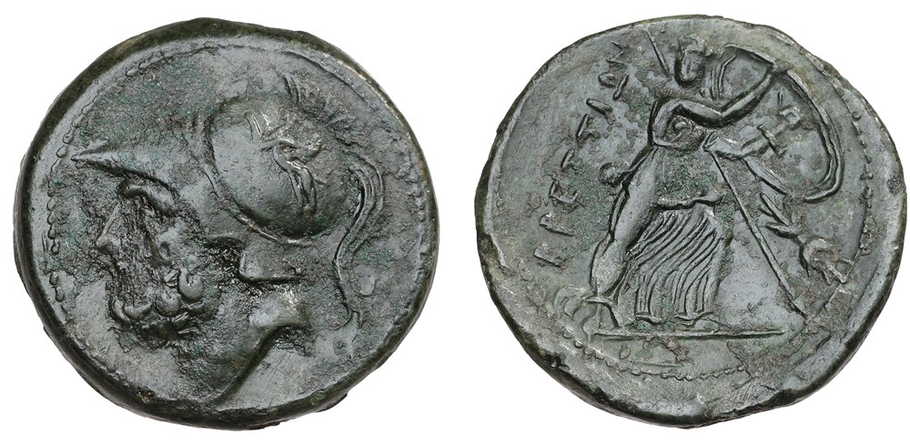 GCV 0702 Bruttium, The Brettii. AE sextans, c. 211–208 BC coins ancient to greek gcv 0702 bruttium the brettii ae sextans c 211 208 bc