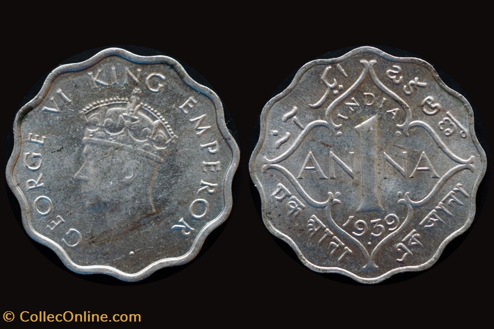 India, British - 1939 1 Anna coins world india british 1939 1 anna