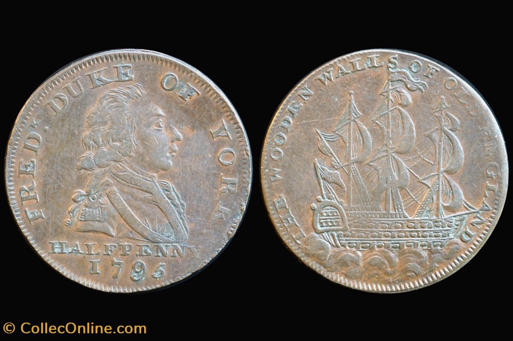 Conder token - 1795 Middlesex Halfpenny, Duke of York D&H 985 coin conder token 1795 middlesex halfpenny duke of york d h 985
