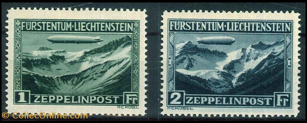 stamps europe liechtenstein 1931 zeppelin set mint hinged