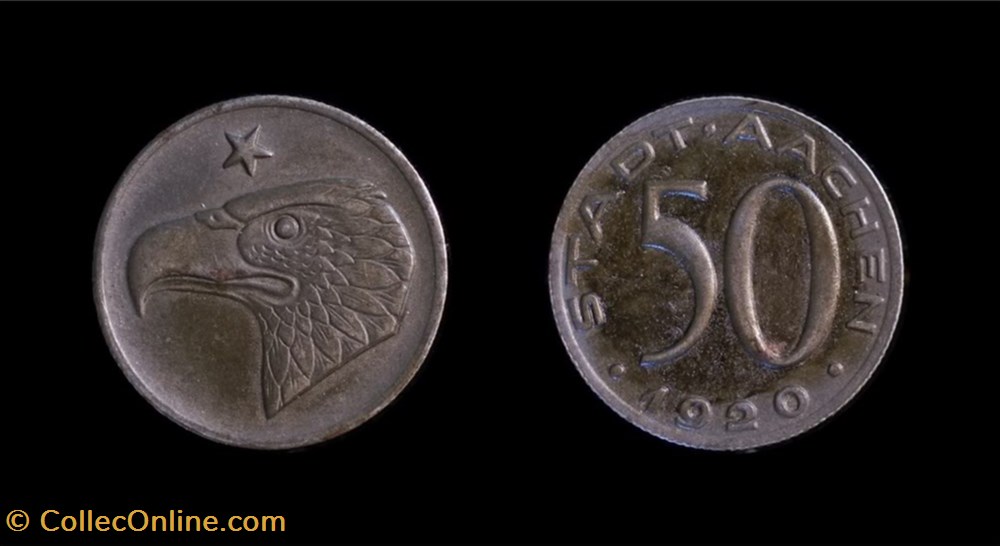 Germany - 1920 Aachen 50 Pfennig coin token germany 1920 aachen 50 pfennig