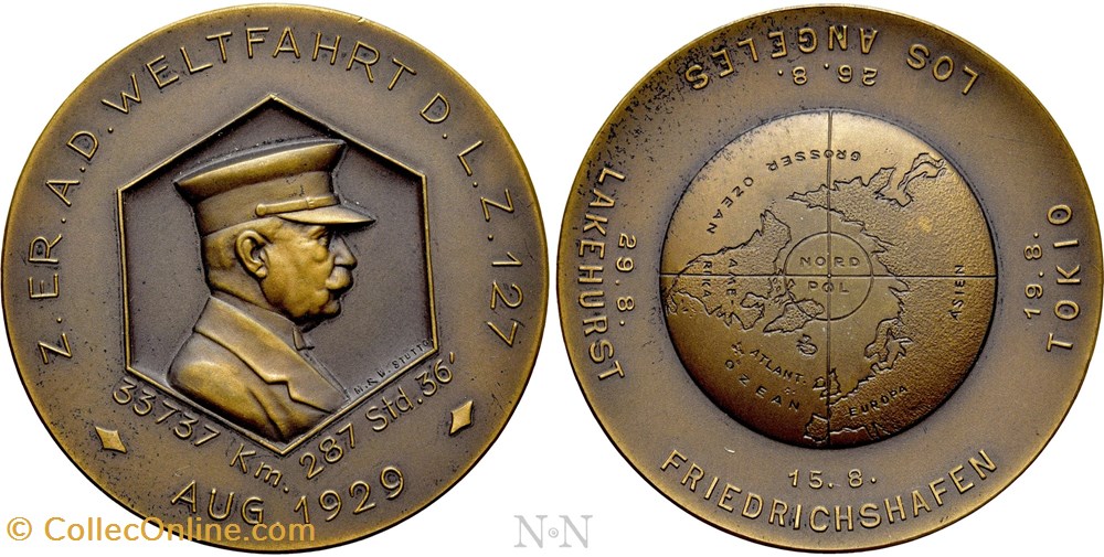 Germany. Bronze Medal (1929). World tour of the Graf Zeppelin medals germany bronze medal 1929 world tour of the graf zeppelin