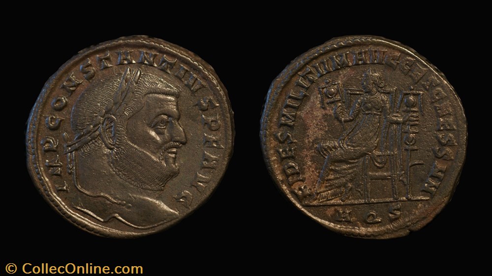 RCV 14174 - Constantius I, AE 27 Follis Aqueila 305-06 AD coins ancient b to roman republican imperial rcv 14174 constantius i ae 27 follis aqueila 305 06 ad