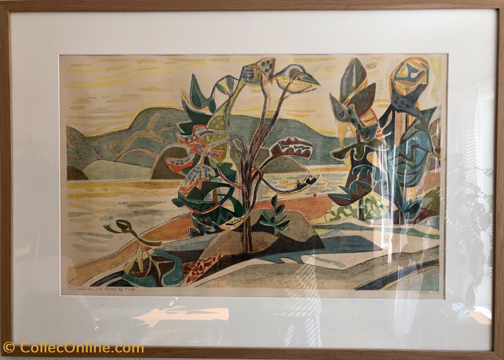Storstein, Aage; Landscape at Holmsbu, 1963 art antiquities lithography silkscreen storstein aage landscape at holmsbu 1963