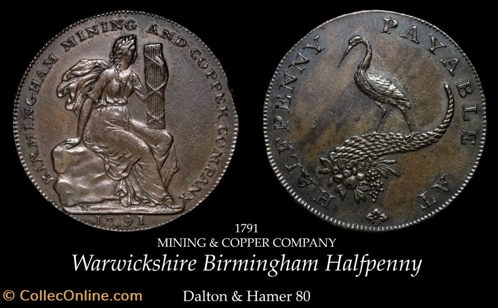 Conder token - 1791 Warwickshire, Birmingham halfpenny coin conder token 1791 warwickshire birmingham halfpenny