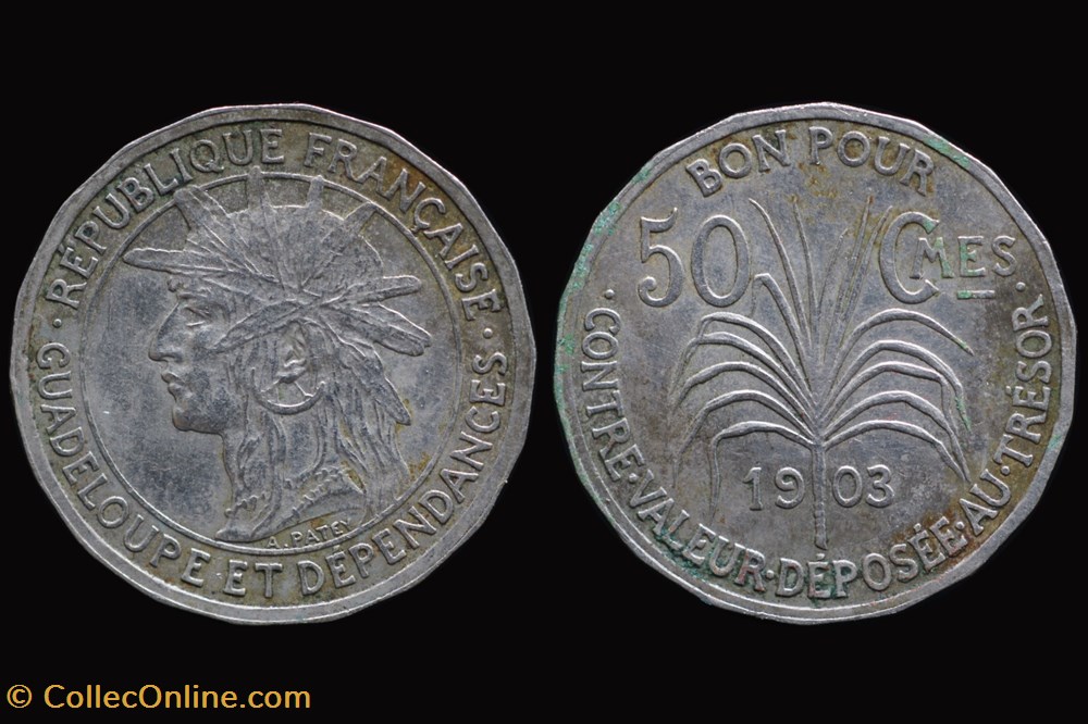 Guadeloupe 1903 50 Centimes coins world guadeloupe 1903 50 centimes