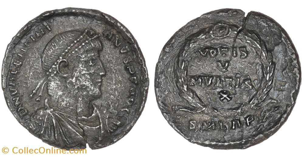 RCV 19333 Valentinian I, 364-75 AD. Lugdunum AR Miliarense, 368 AD. coins ancient to romans imperial and republican rcv 19333 valentinian i 364 75 ad lugdunum ar miliarense 368 ad