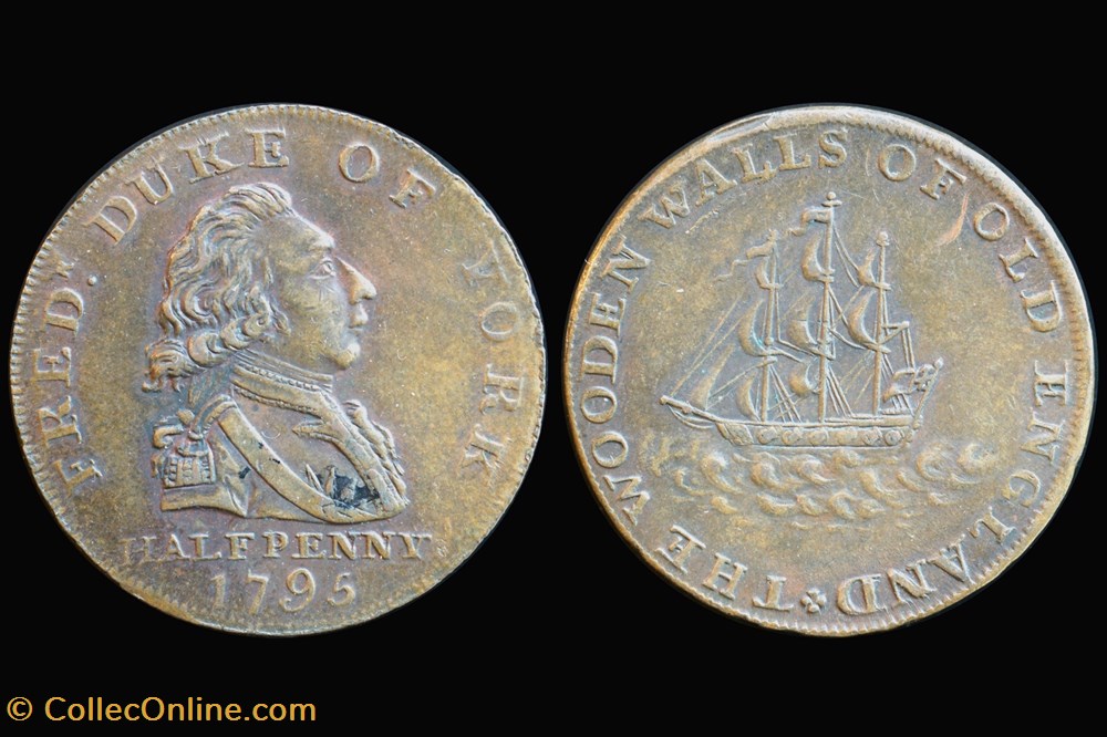 Conder token - 1795 Middlesex Halfpenny, Duke of York, D&H 986 coin conder token 1795 middlesex halfpenny duke of york d h 986