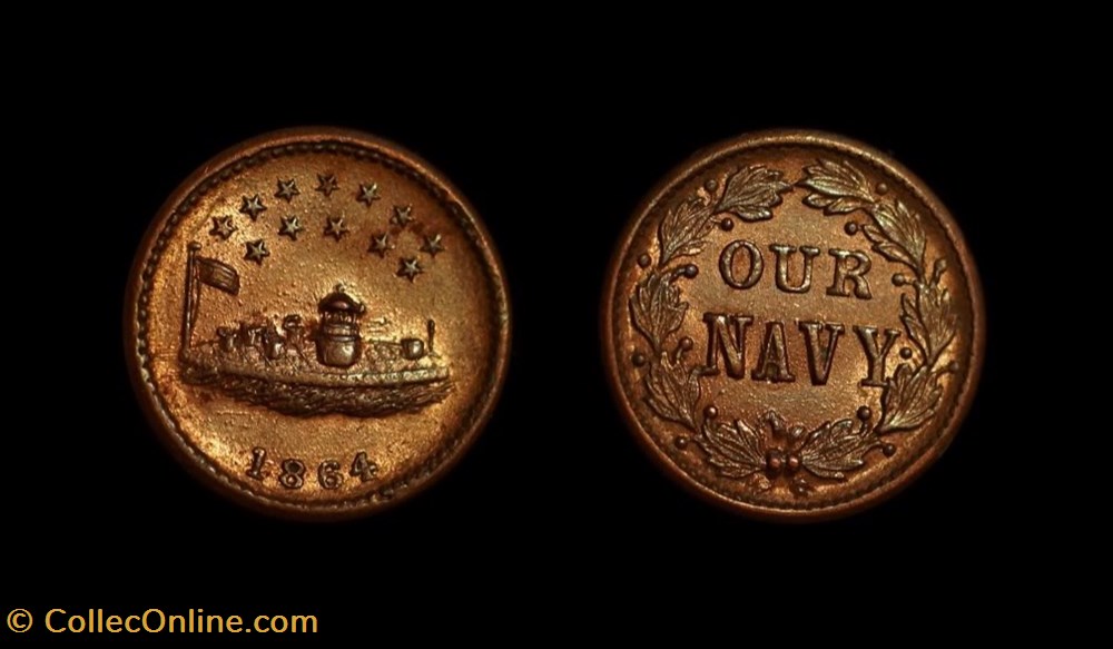 United States 1864 Civil War Token - Monitor coins tokens lead united states 1864 civil war token monitor