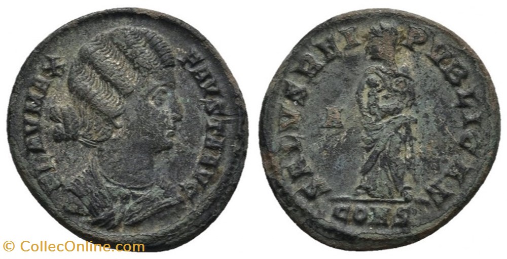 RCV 16551 Fausta Augusta, A.D. 324-326. AE follis. Constantinople coins ancient to romans imperial and republican rcv 16551 fausta augusta a d 324 326 ae follis constantinople