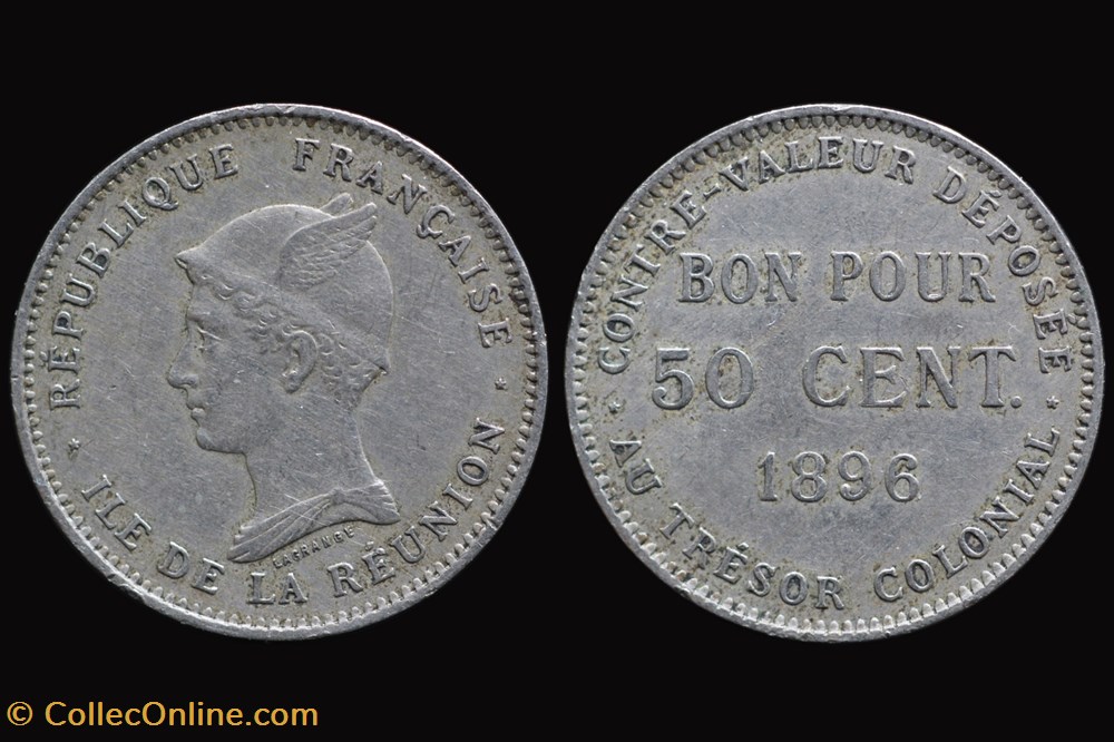 Reunion 1896 50 Centimes coins world islands of reunion 1896 50 centimes