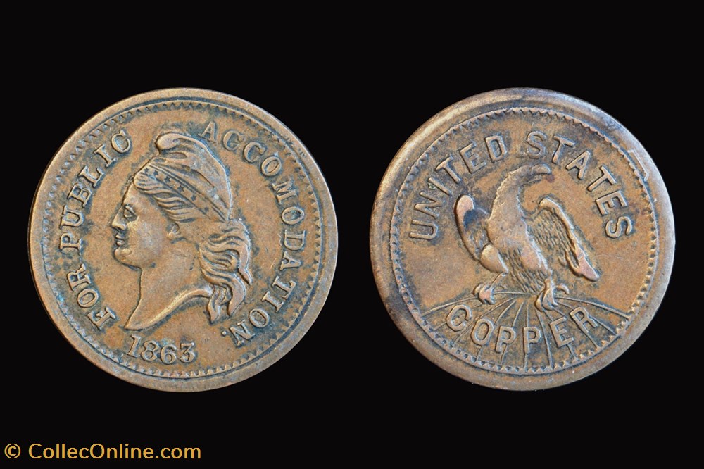 United States 1863 Liberty Head «For Public Accomodation»