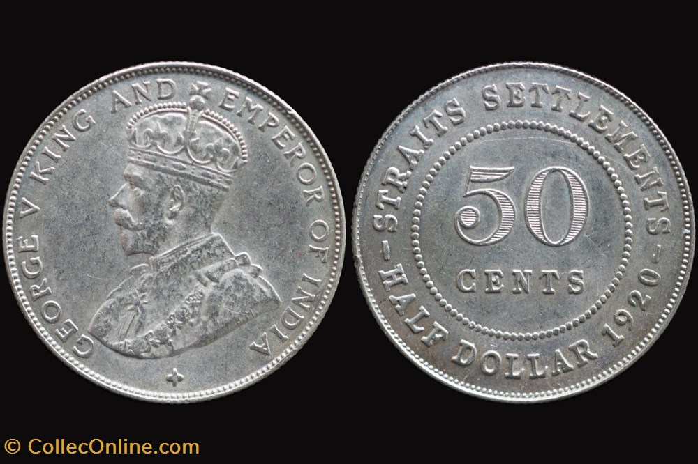 Straits Settlements - 1920 50 cent coins world india straits settlements 1920 50 cent
