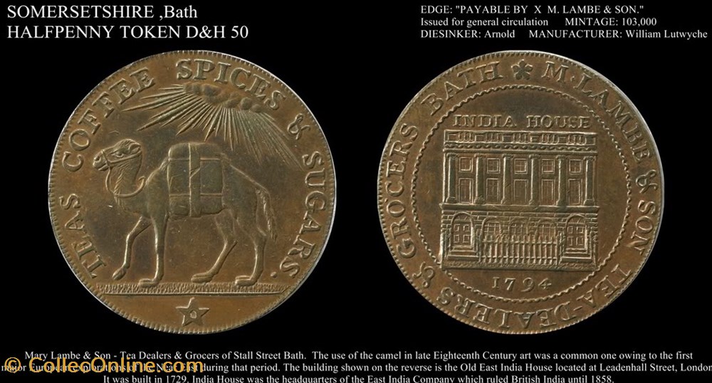 Conder Token - 1794 Somersetshire, Bath Halfpenny. coin conder token 1794 somersetshire bath halfpenny