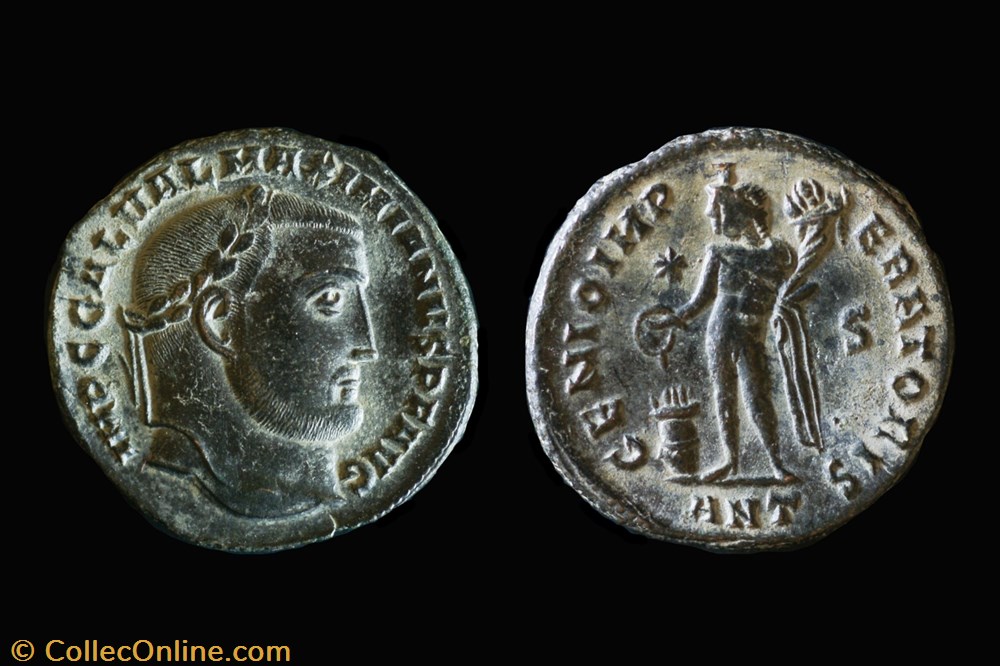 RCV 14521 - Galerius Augustus, 305-11 AD. BI Follis, Antioch 308 AD coins ancient to roman republican imperial rcv 14521 galerius augustus 305 11 ad bi follis antioch 308 ad