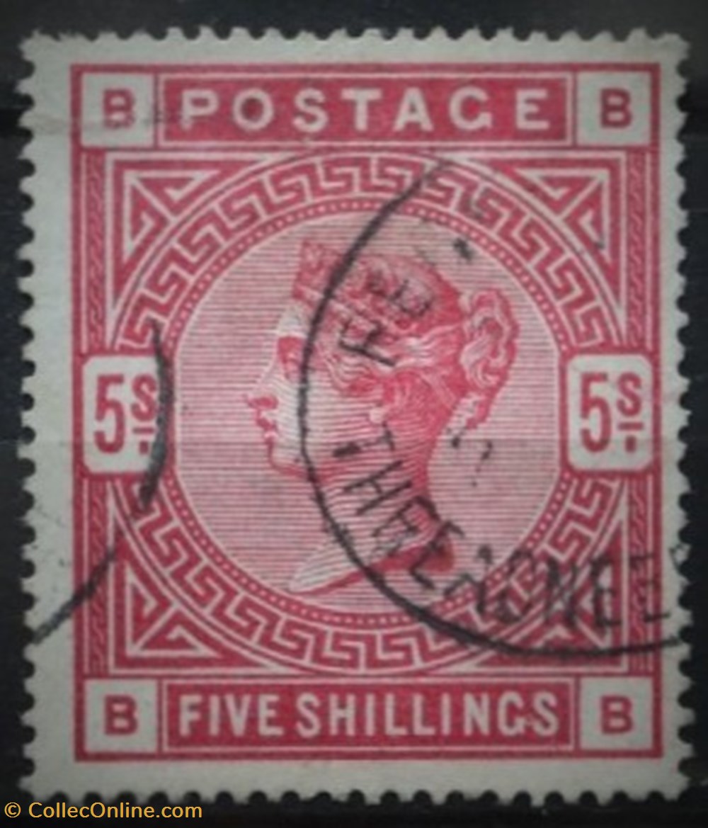stamps europe united kingdom sg 181 five shillings crimson red
