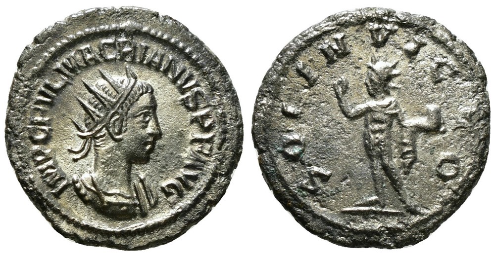 RCV 10809 Macrian, 260-61 AD. BI Antoninanus, Syria coins ancient romans imperial and republican rcv 10809 macrian 260 61 ad bi antoninanus syria